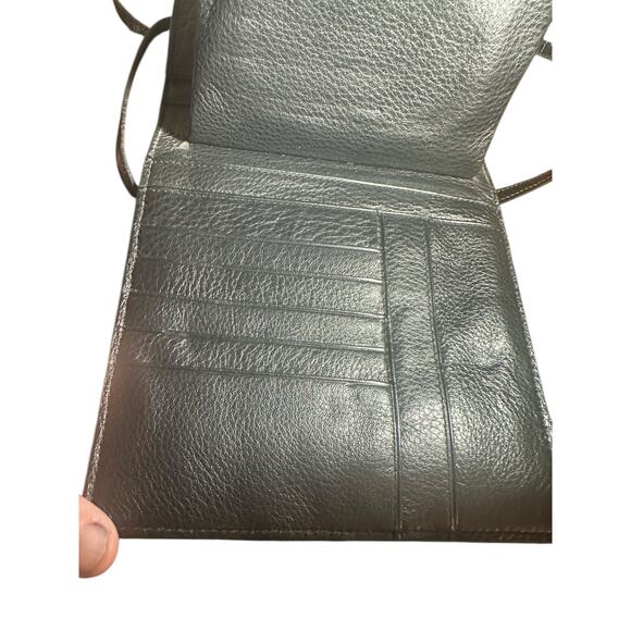 Brighton Black Croc Embossed Leather Crossbody Organizer Bag - Picture 5 of 14